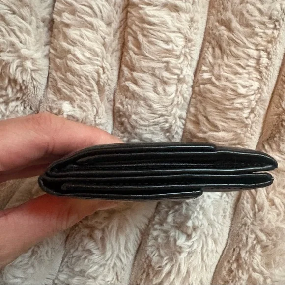 CHANEL Glossy Black Wallet with Silver Logo
